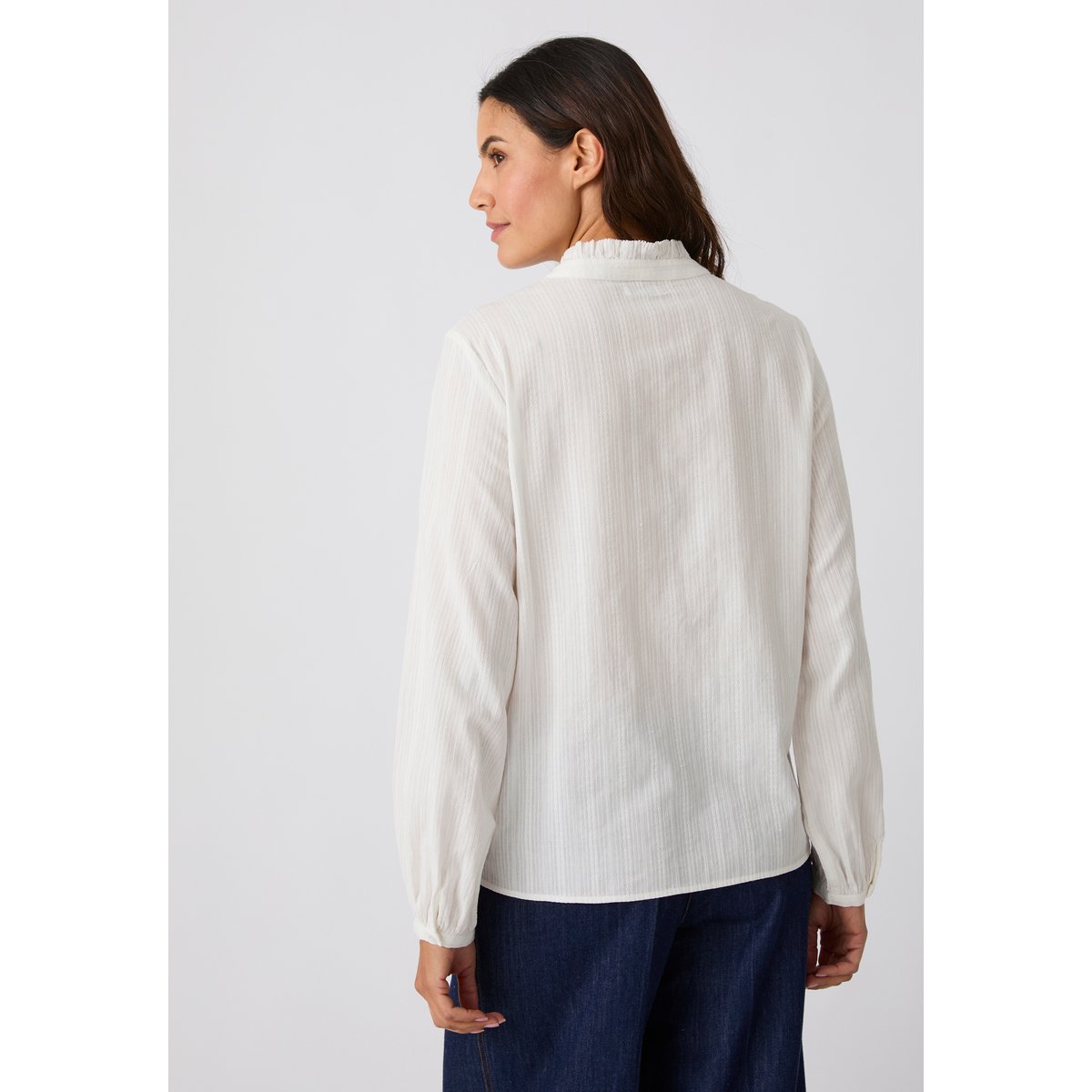 Chemisier jacquard reliéfé blanc cassé, DAMART