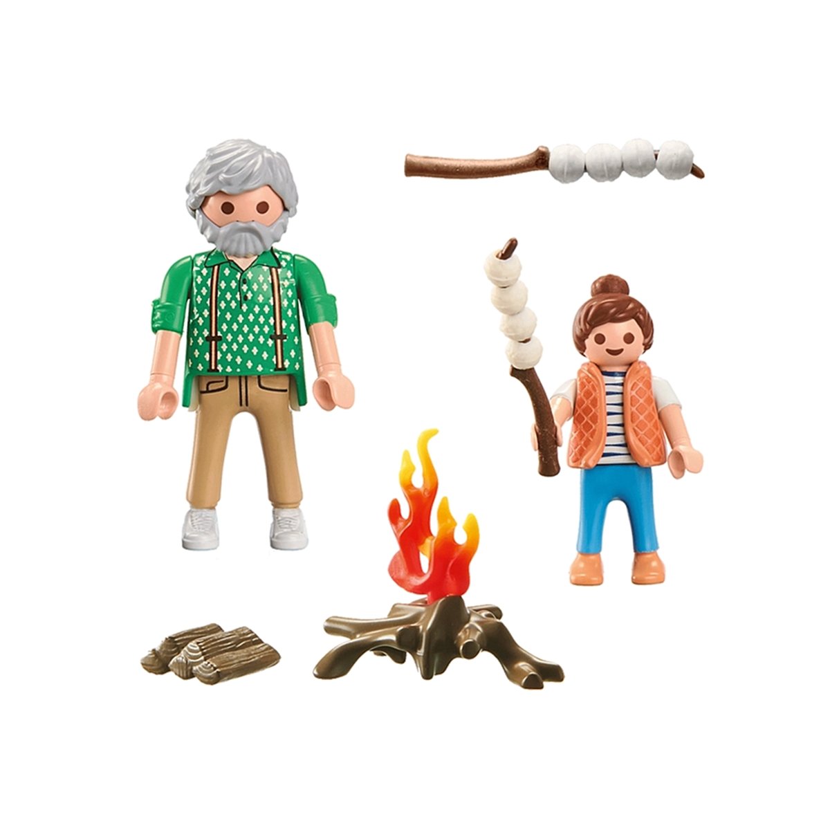 my Life Grand-père avec petite fille et feu de camp multicolore, PLAYMOBIL