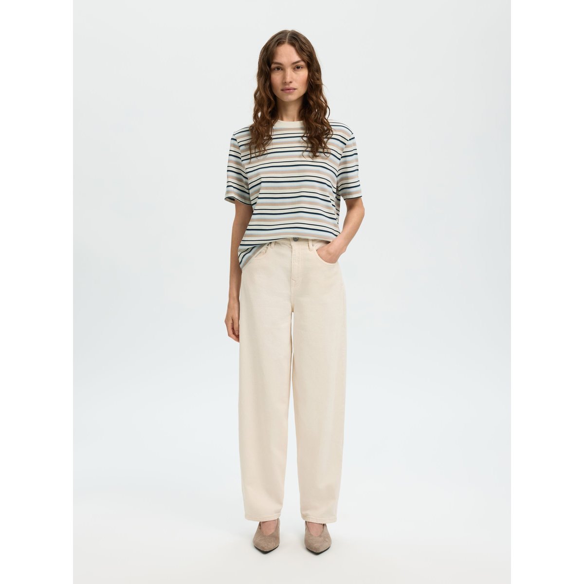 T-Shirt cashmere blue 2, SELECTED