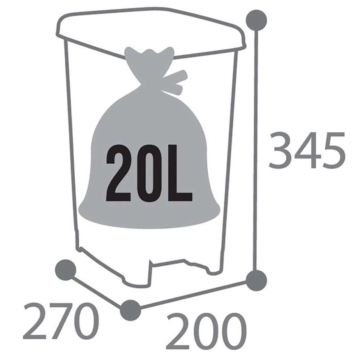 Poubelle de salle de bains à pédale 10L - CUBO plastique blanc, ROSSIGNOL