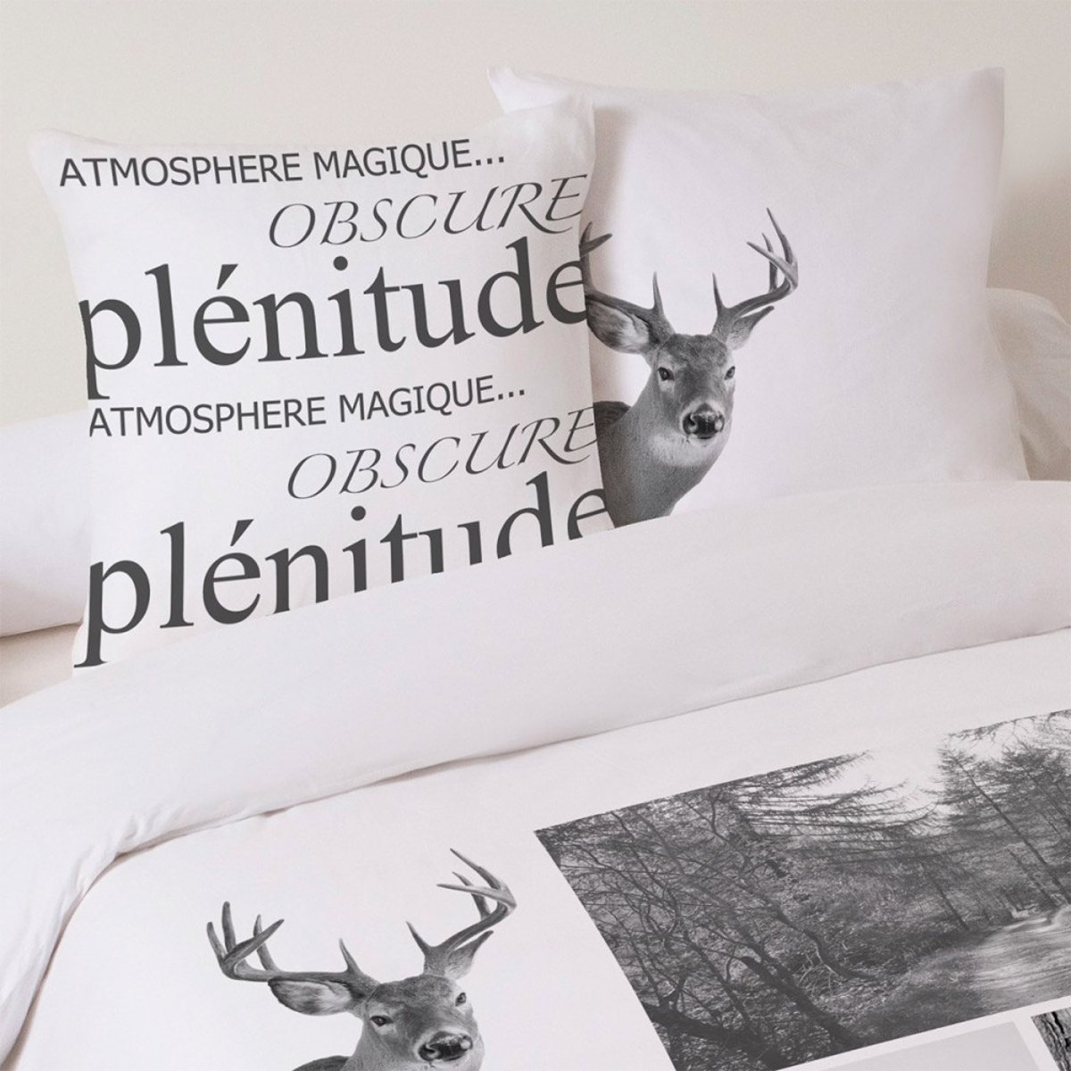 Housse de couette 240x220 Plénitude + 2 taies coton 52 fils blanc, DECORATIE