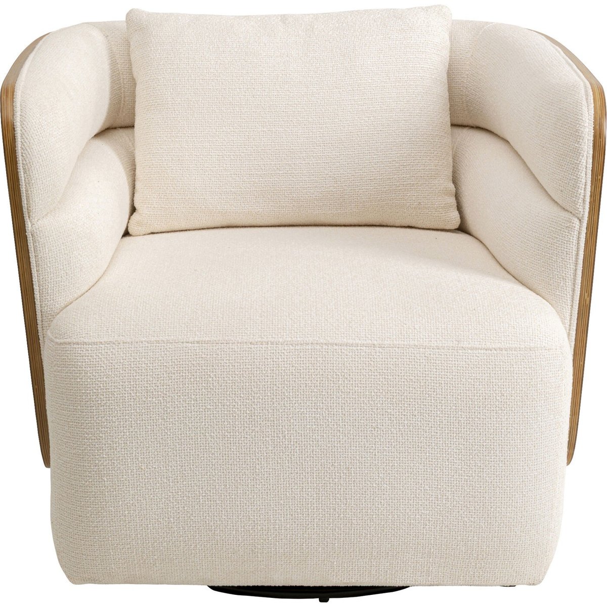 Fauteuil pivotant en polyester tressé et noyer, MARC beige, KARE DESIGN