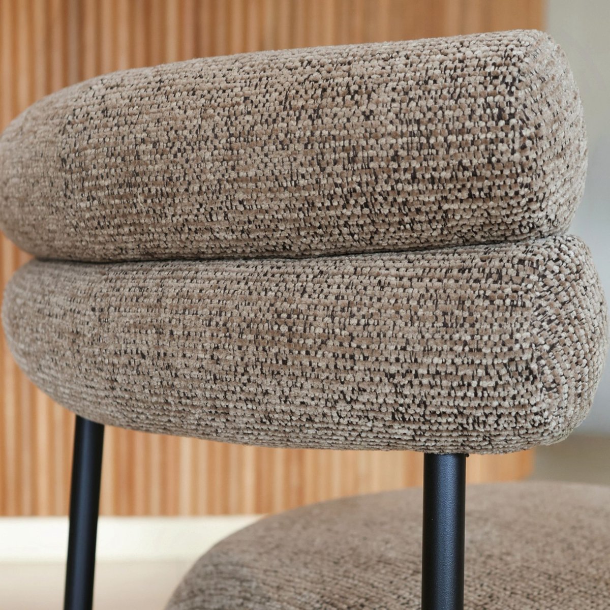 Table extensible 180/220cm avec 6 chaises en tweed GINA moka, NOW'S HOME
