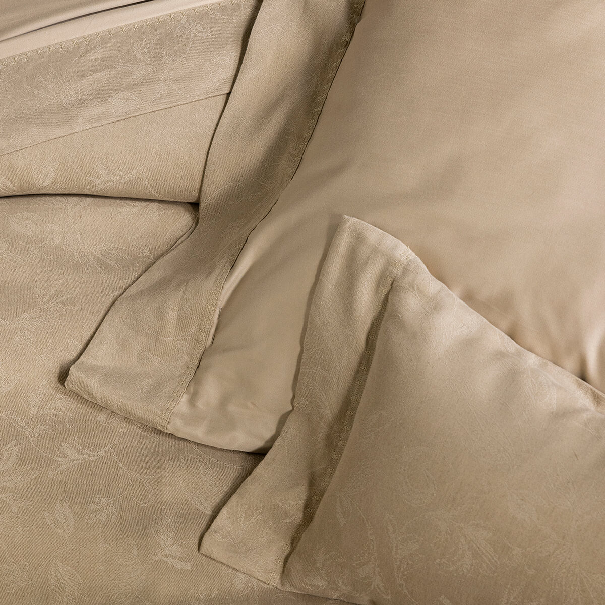 Taie d'oreiller en Coton/Lin, ARABESQUE sepia, LE JACQUARD FRANCAIS