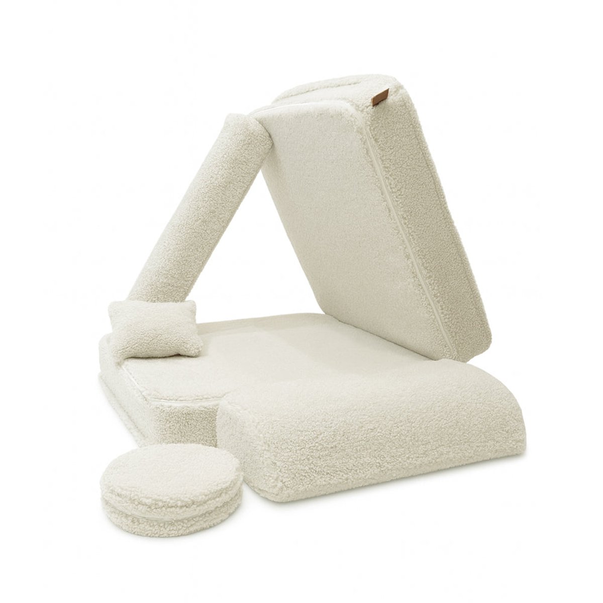 Fauteuil modulable enfant peluche ultra douce BEARLY crème, MEOW BABY
