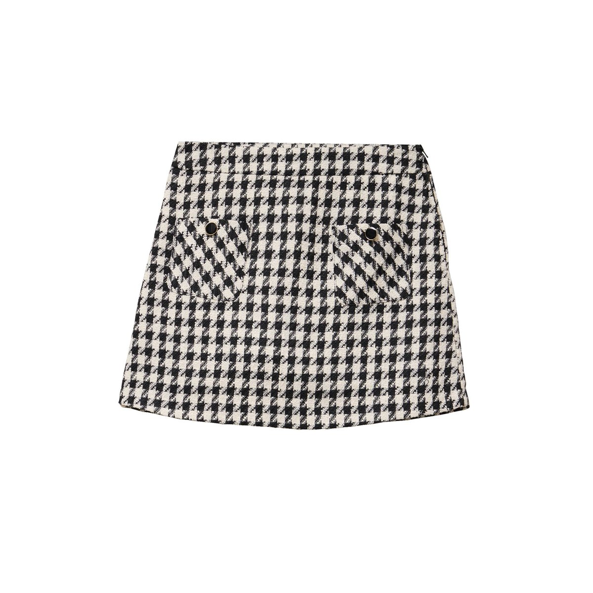 Jupe-short trapèze tweed taille haute noir, CACHE CACHE