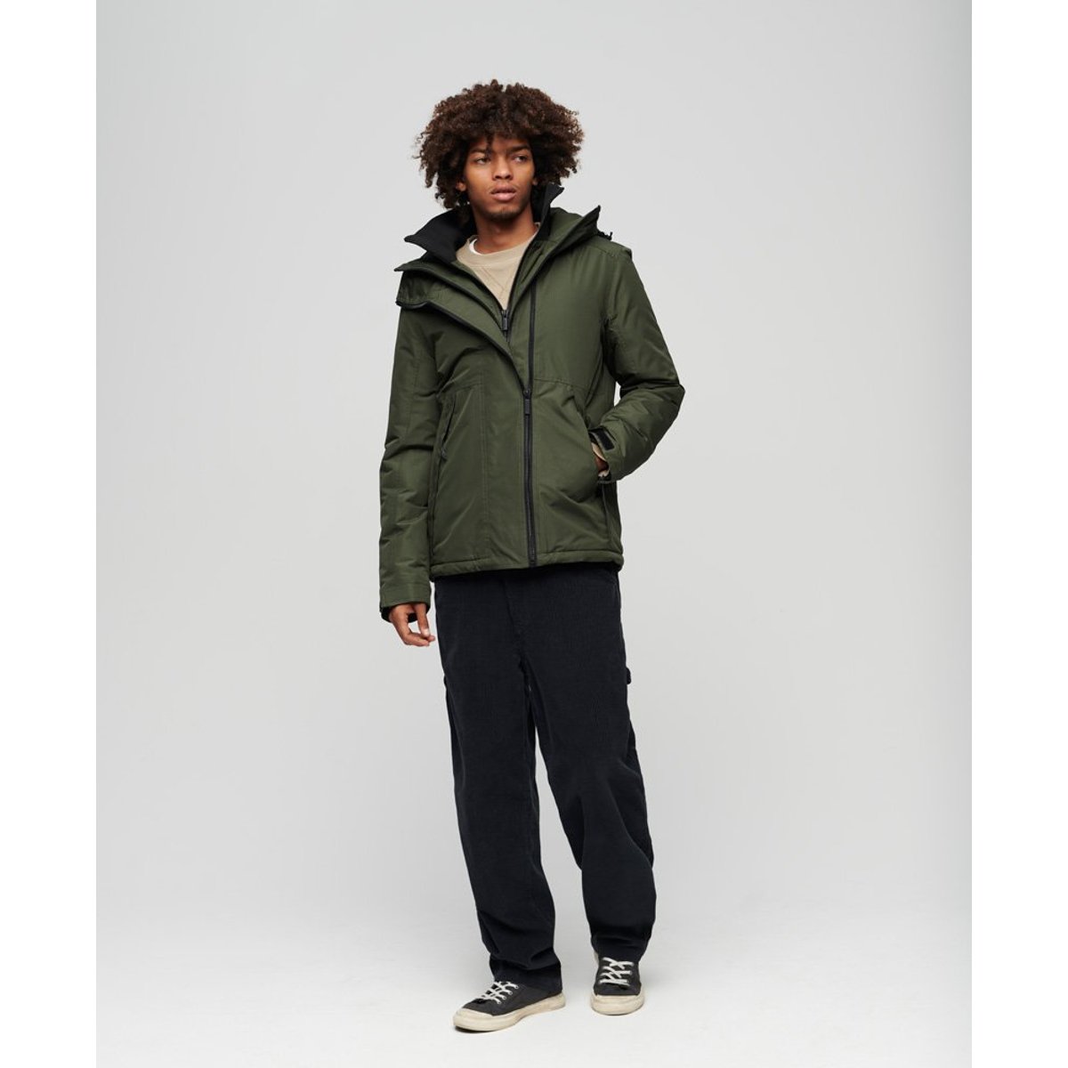 Veste à capuche Yachter Windbreaker vert mousse foncé, SUPERDRY