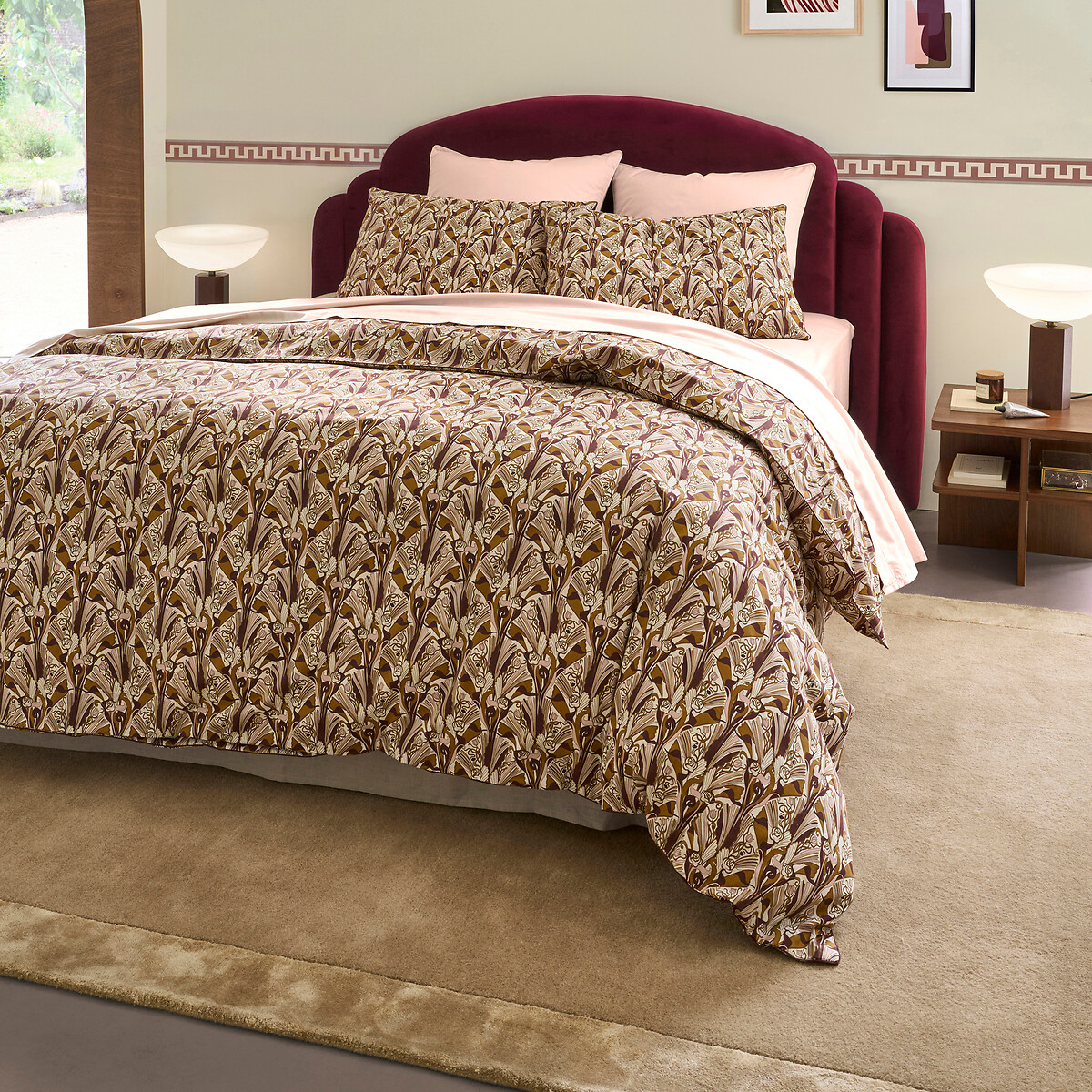 Tête de lit rembourrée, tissu velours, ARCIA bordeaux, LA REDOUTE INTERIEURS