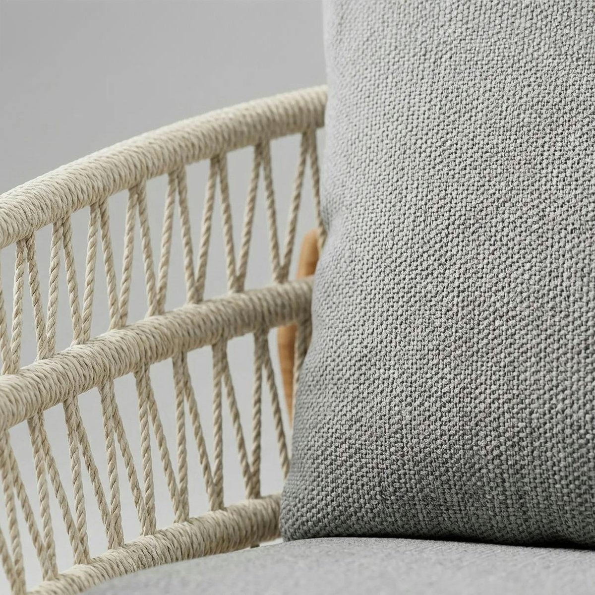 Salon de jardin 4 places en teck et cordage VASCA anthracite, PIER IMPORT