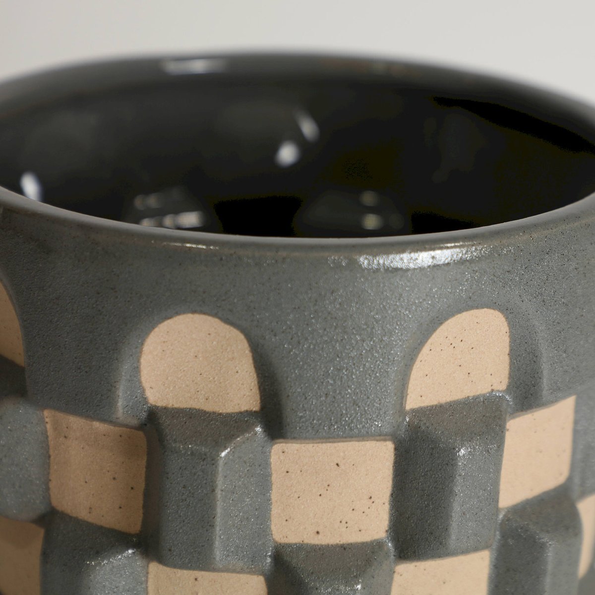 Cache-pot céramique collection ziggy gris et beige, RECOLLECTION