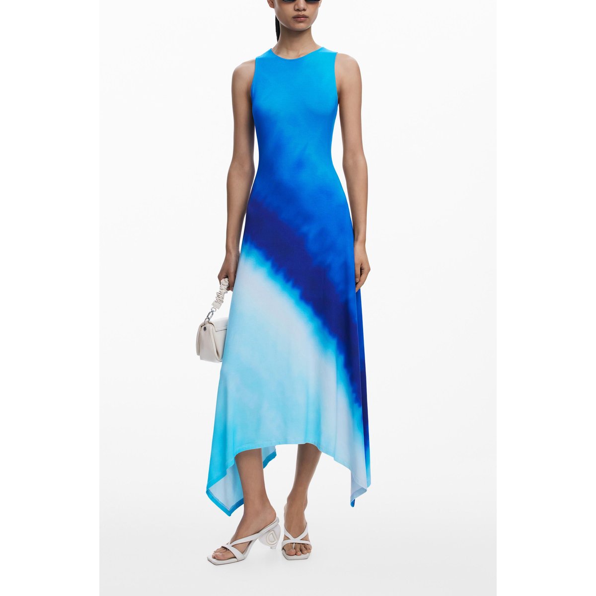 Robe froncée tie-dye bleu, DESIGUAL