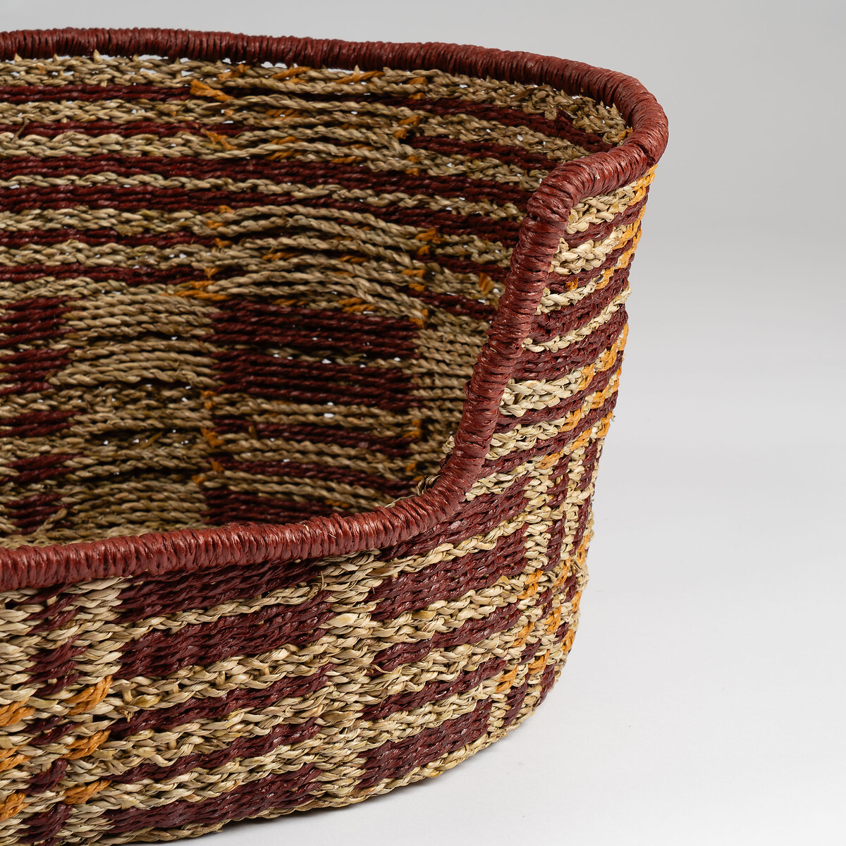 Red and Natural Check Woven Pet Bed with Cushion Small red, SO'HOME