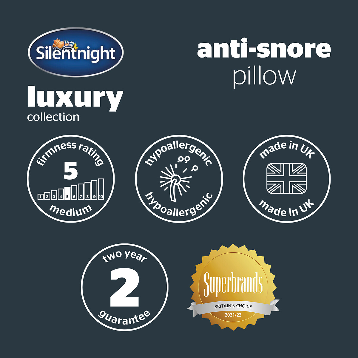 Luxury Anti Snore Pillow white, SILENTNIGHT
