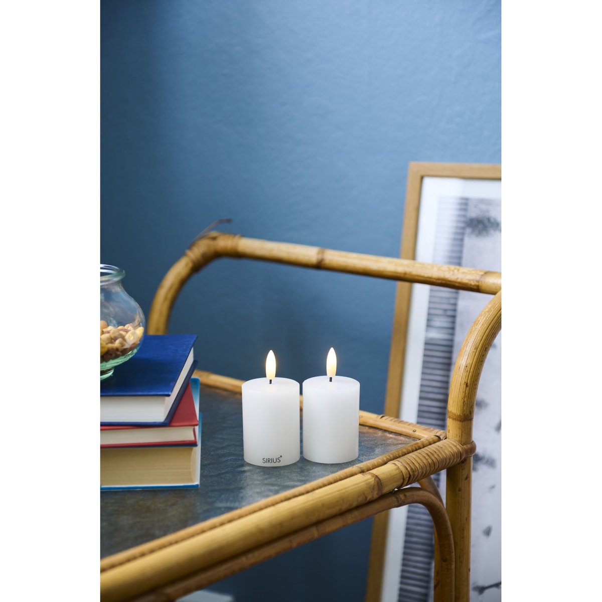 Set de 2 Bougies LED Sille 5 x 6cm Rechargeable blanche, SIRIUS