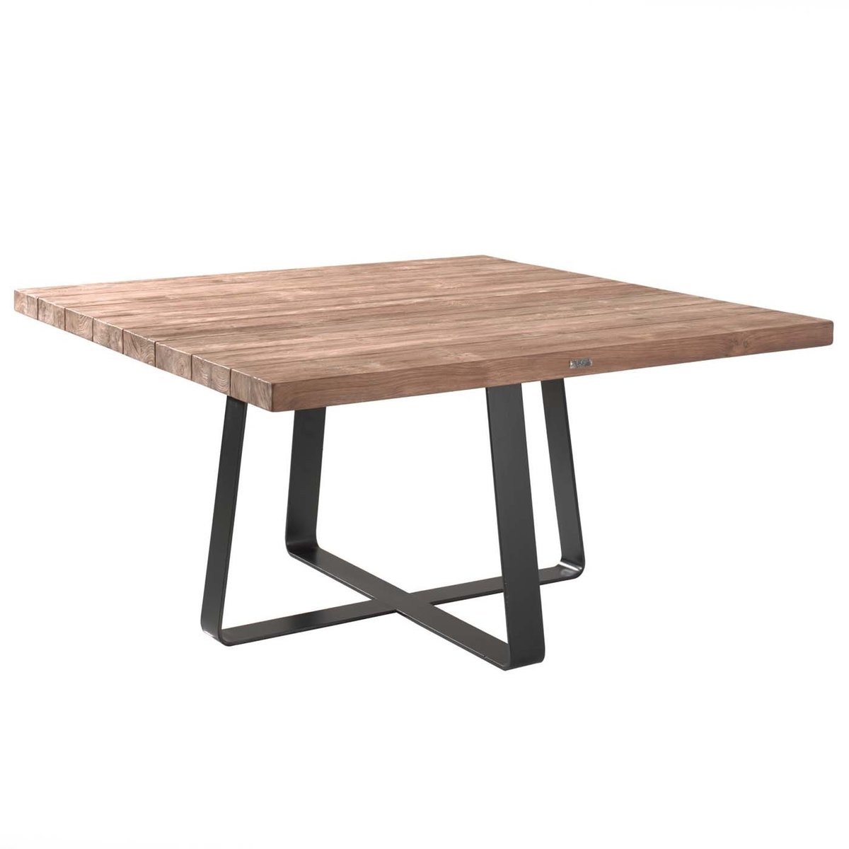 Table de jardin carrée en teck et acier, MARGARITE bois, GESCOVA