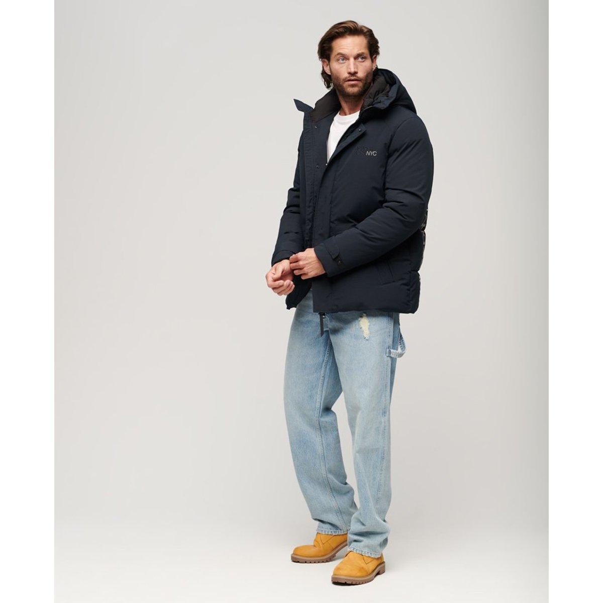 Parka matelassée à capuche City Wind bleu marine éclipse, SUPERDRY