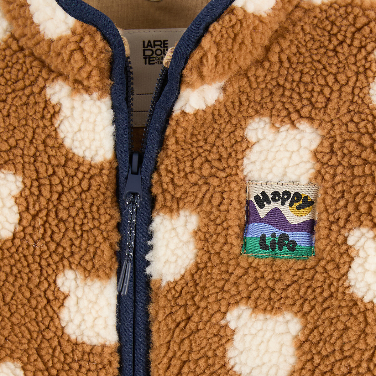 Gilet col montant, en sherpa, motif animalier imprimé camel, LA REDOUTE COLLECTIONS