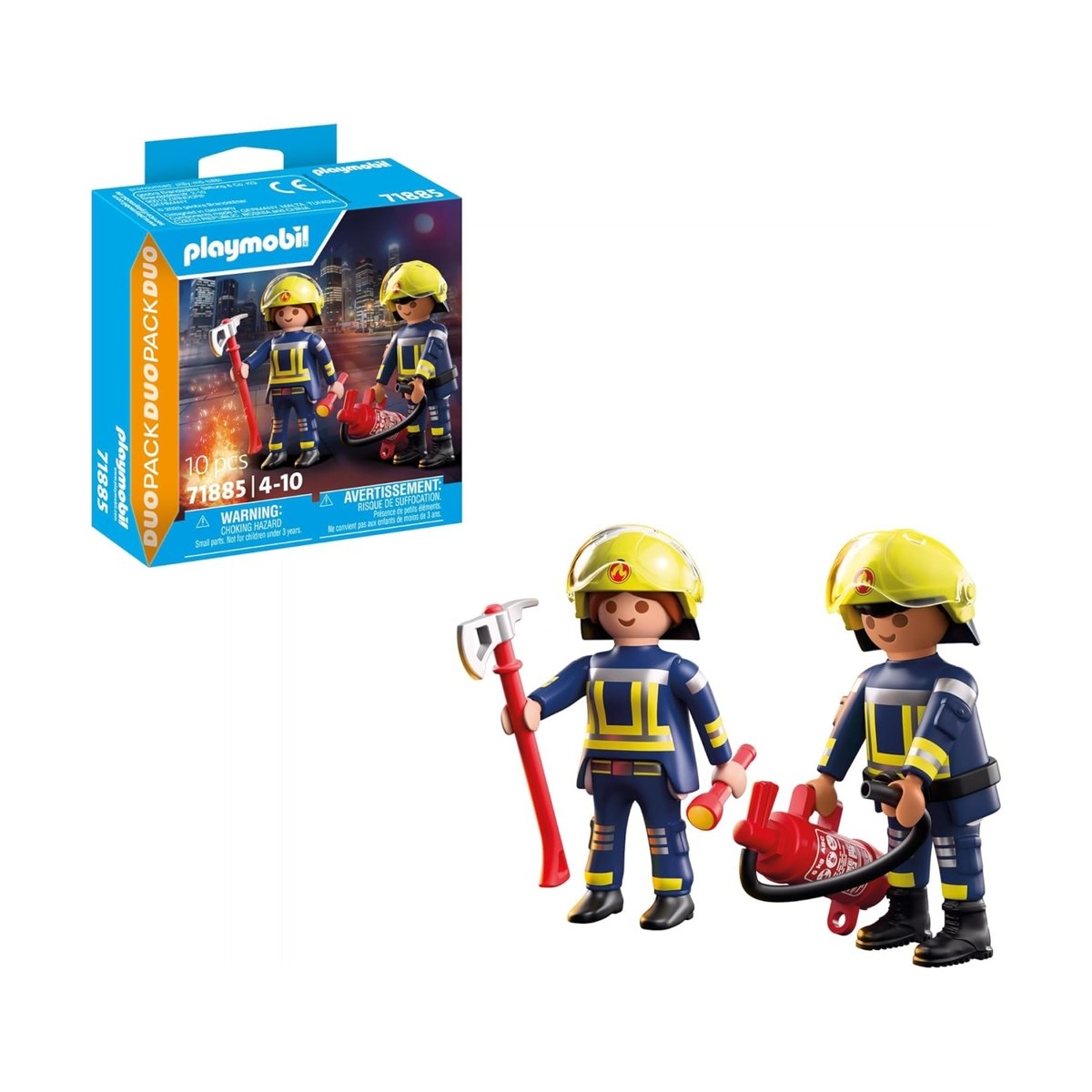 Pompiers avec hache et extincteur multicolore, PLAYMOBIL
