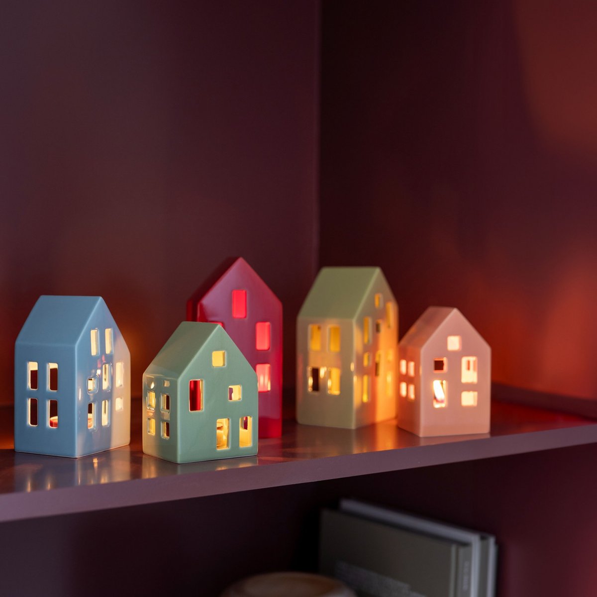Photophore design maison porcelaine  Blue bleu, REMEMBER