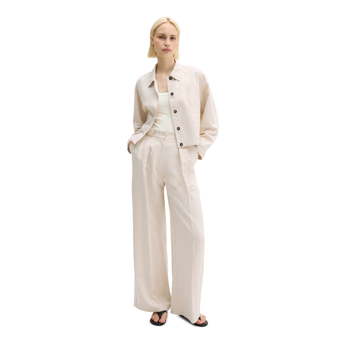 Veste d'intérieur A-Shape en mélange de coton organique, de lyocell et de lin gris clair, MARC O'POLO