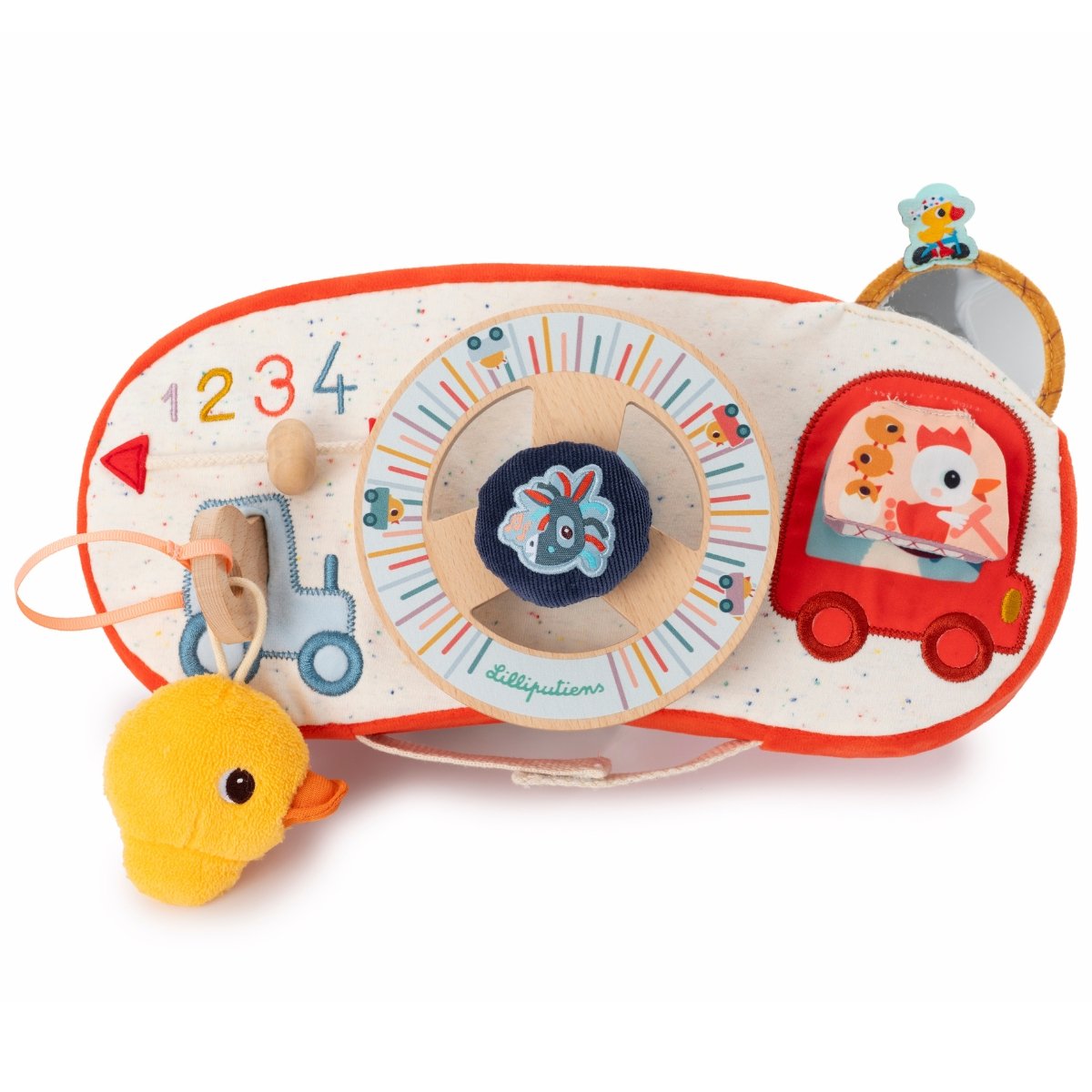 Panneau d'activités Ferme en voiture multicolore, LILLIPUTIENS