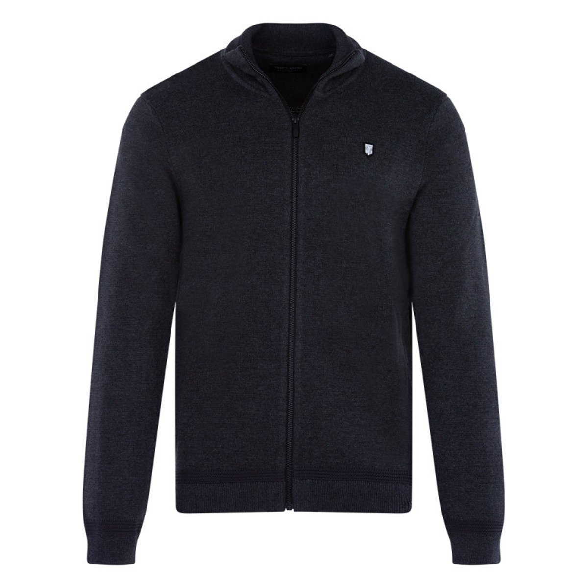 Gilet anthracite uni 100% coton coupe régular avec un col cheminée gris, TEDDY SMITH