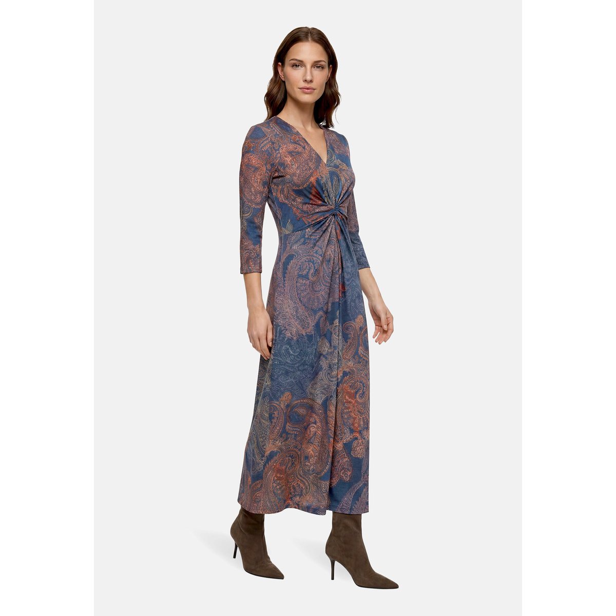 Robe longueur midi à fronce bleu/rouge, BETTY BARCLAY