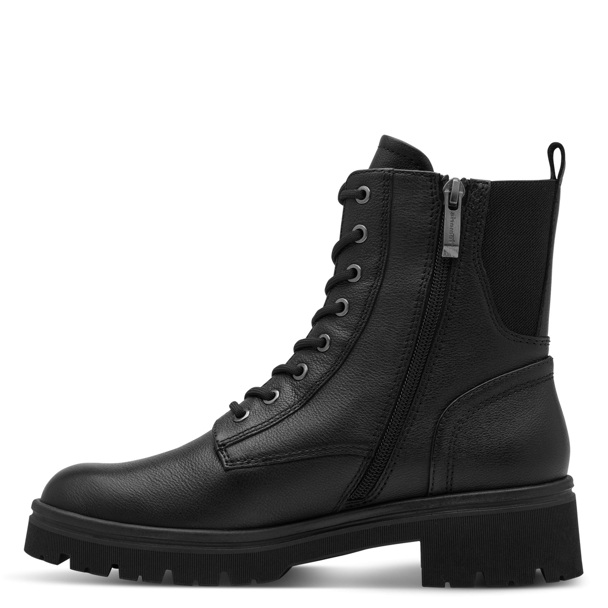 Bottine en cuir noir, TAMARIS