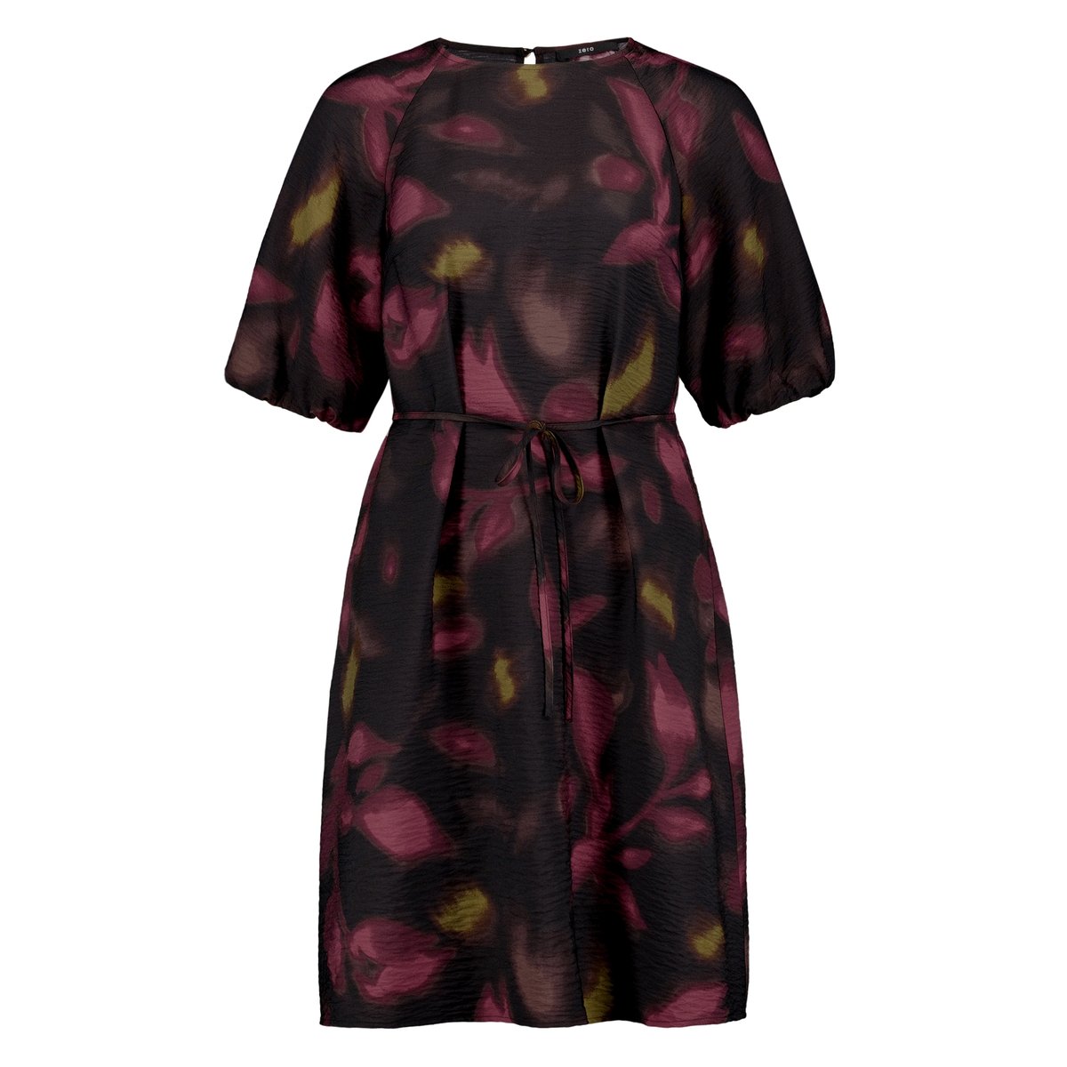 Robe casual à ceinture à nouer black/dark red, ZERO