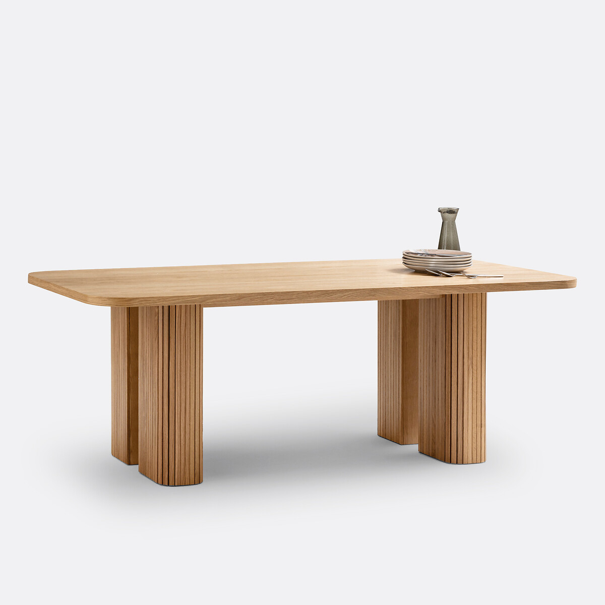 Table à manger rectangulaire, plaqué chêne et pin, 6 à 8 couverts, LATTI coloris chêne, LA REDOUTE INTERIEURS