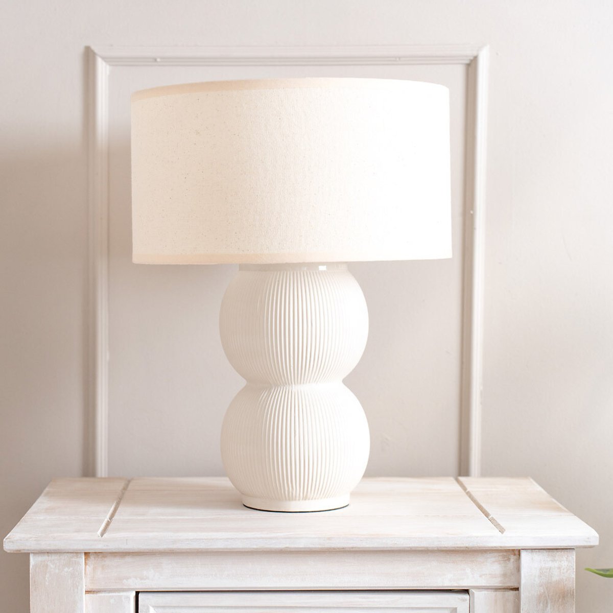 Gabbie Stacked Ribbed Table Lamp cream, SO'HOME