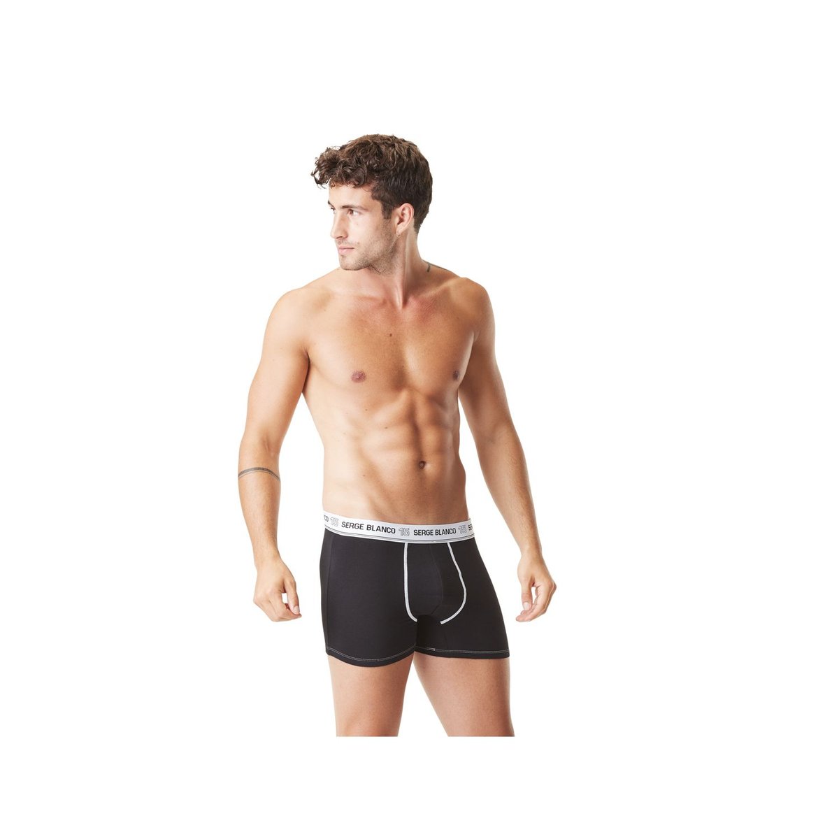 Lot De 4 Boxers Coton Surpiqures Class noir/gris foncé/gris clair/blanc, SERGE BLANCO