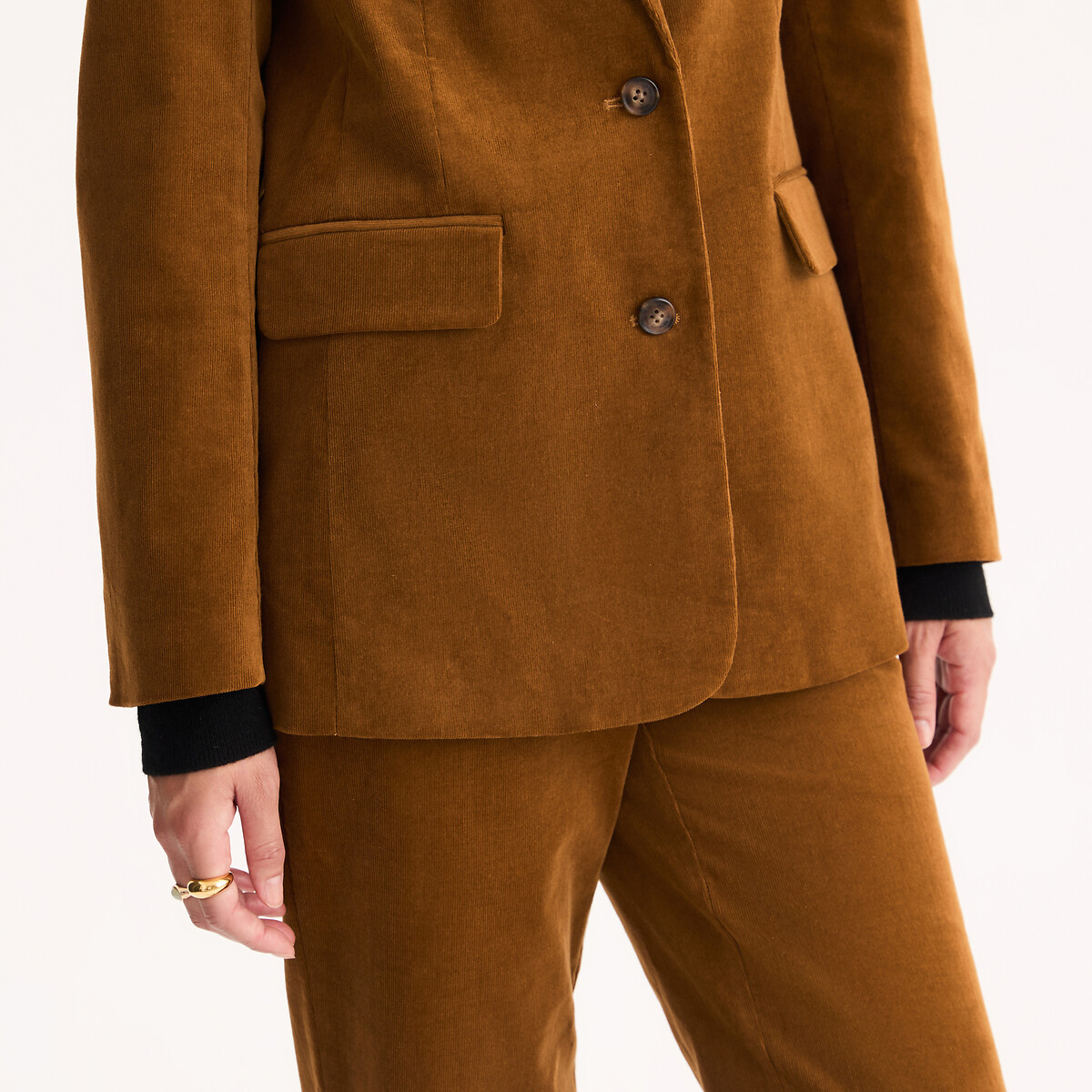 Blazer de pana, corte recto, cierre con botones avellana, ANNE WEYBURN