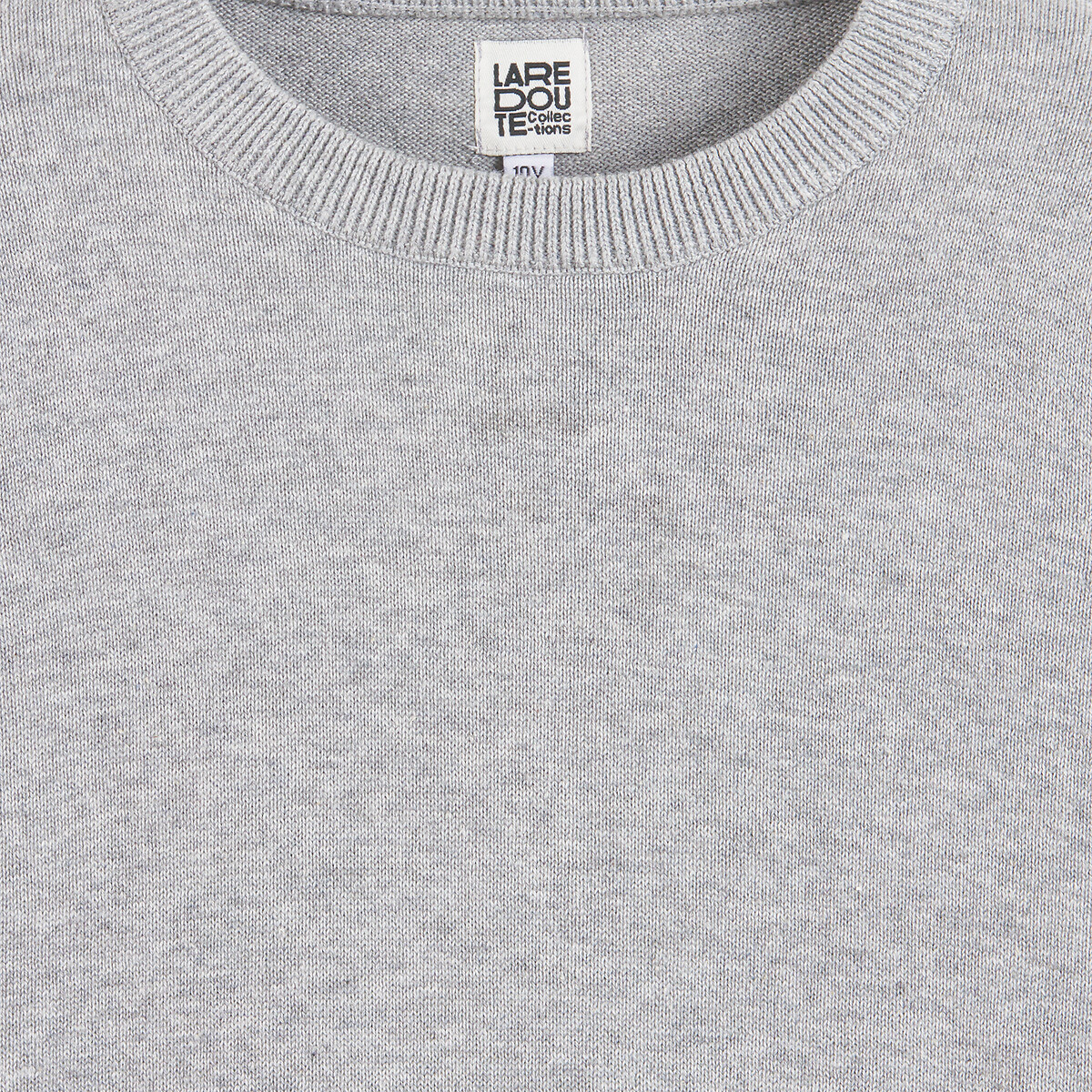 Jersey con cuello redondo de punto fino gris jaspeado, LA REDOUTE COLLECTIONS
