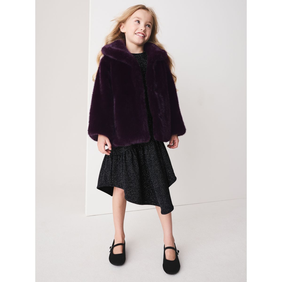 Manteau en imitation fourrure violet foncé, NEXT