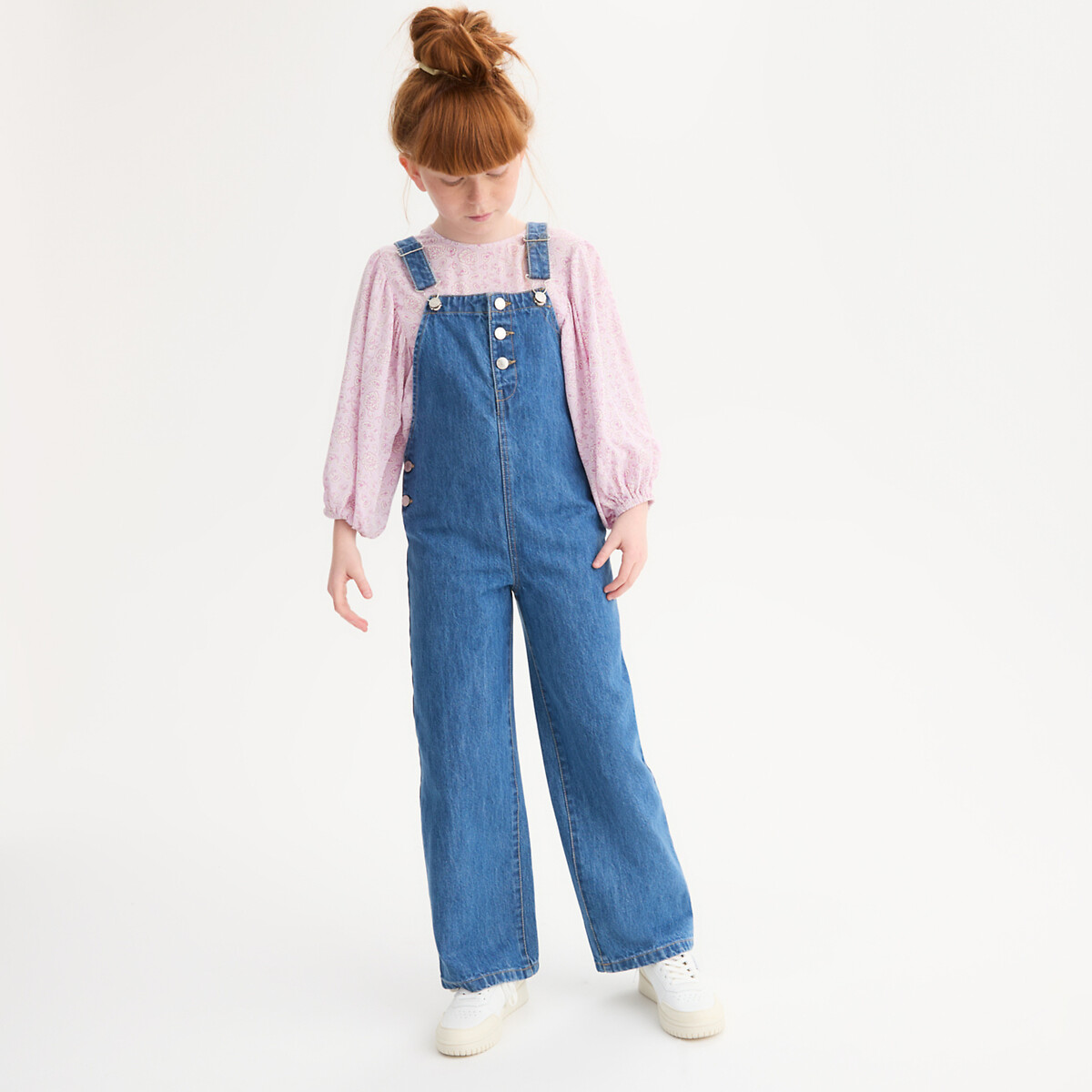 Salopette à bretelles en jean denim stone, LA REDOUTE COLLECTIONS