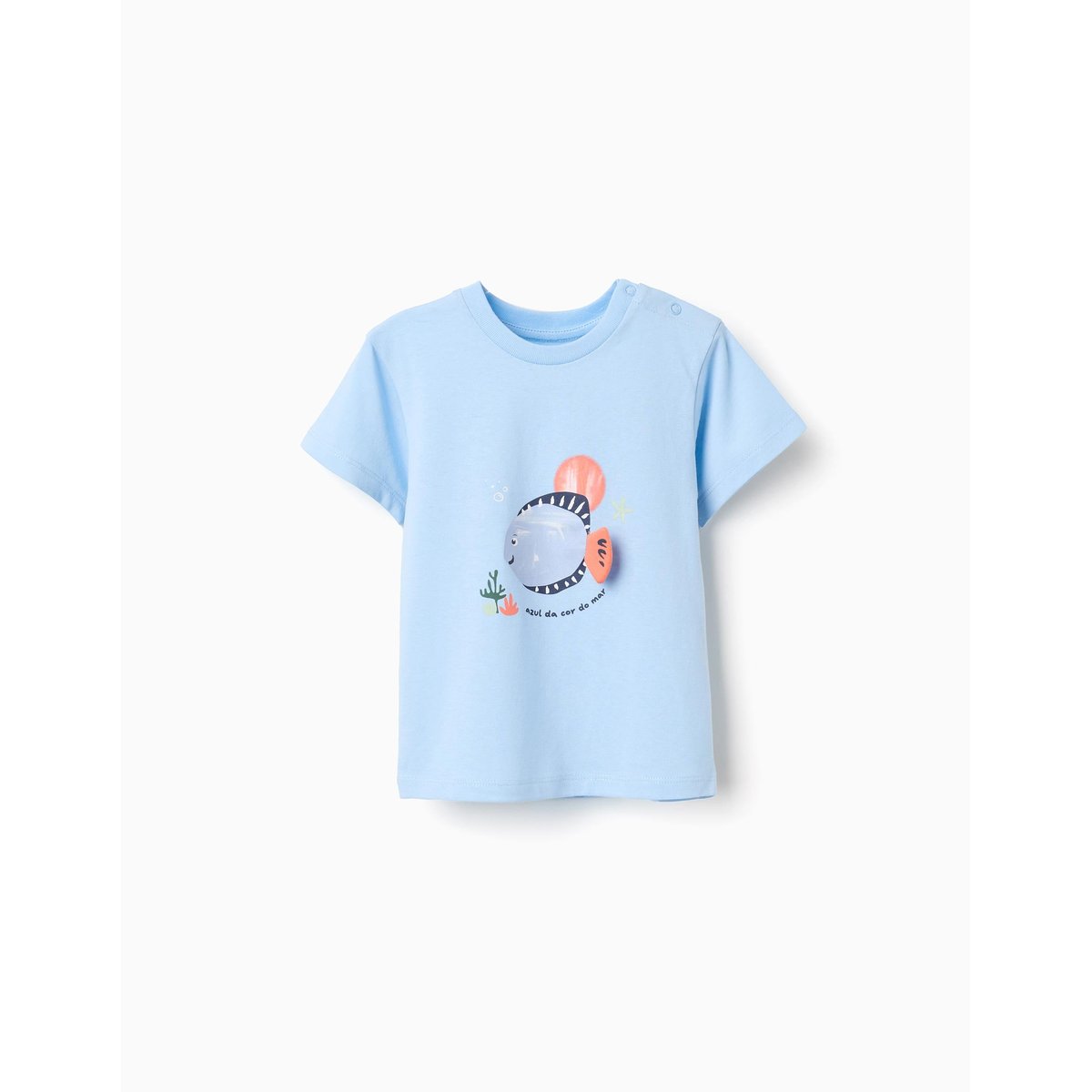 T-shirt en coton avec imprimé poisson 3D bleu clair, ZIPPY