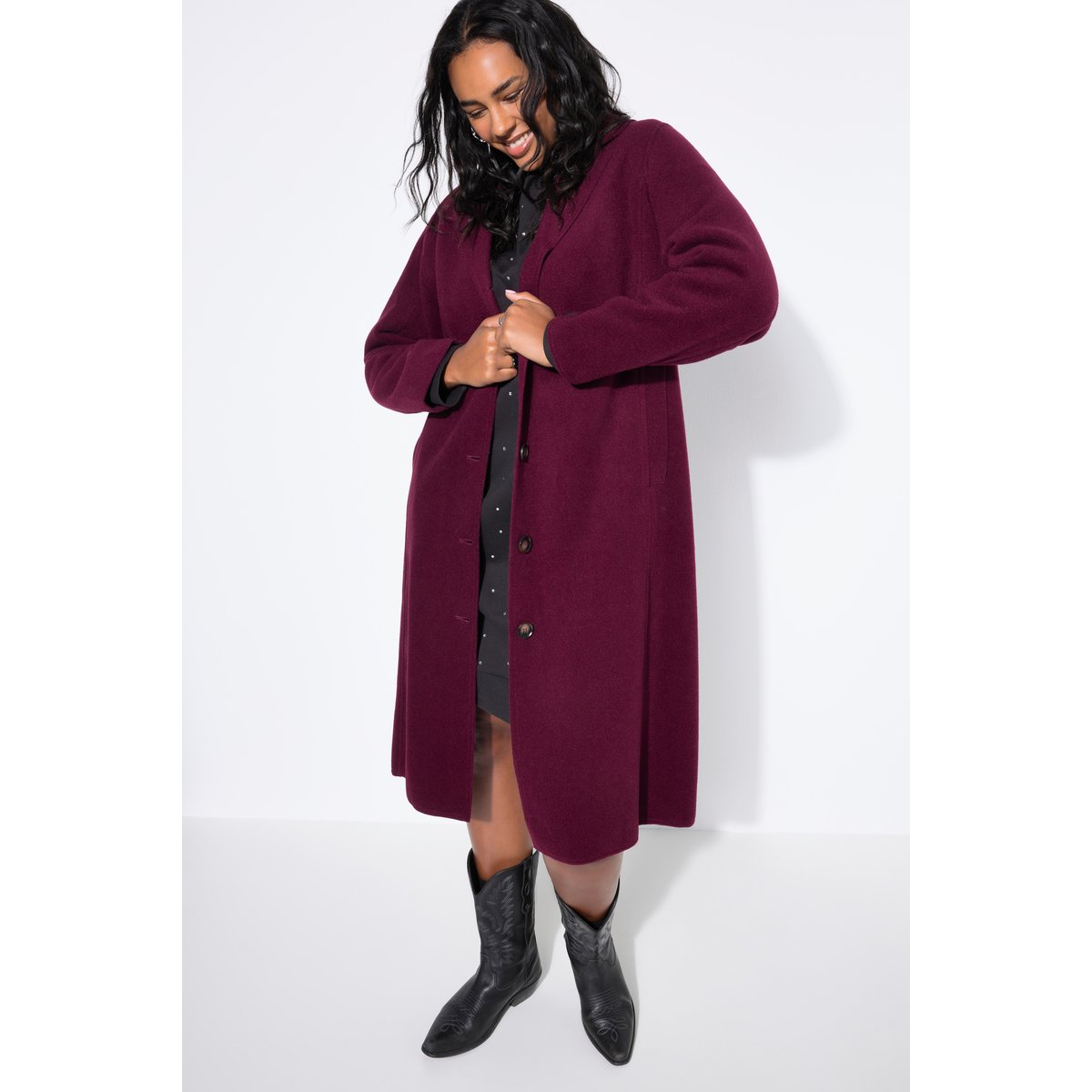 Manteau réversible, col à revers rouge vin, STUDIO UNTOLD