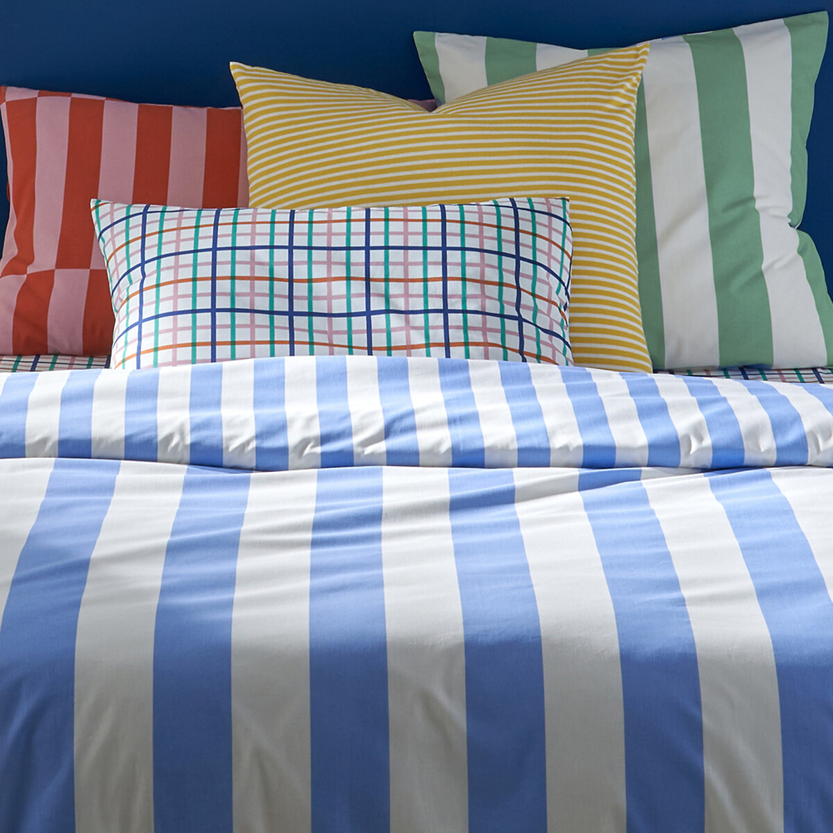 Housse de couette en coton, HENDAYE BLEU rayé bleu, LA REDOUTE INTERIEURS