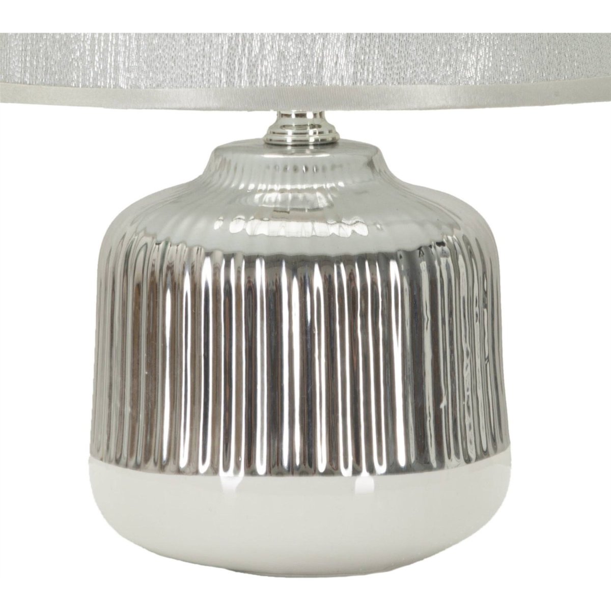 Lampe à poser céramique relief géométrique GLAM blanc et argent, RECOLLECTION