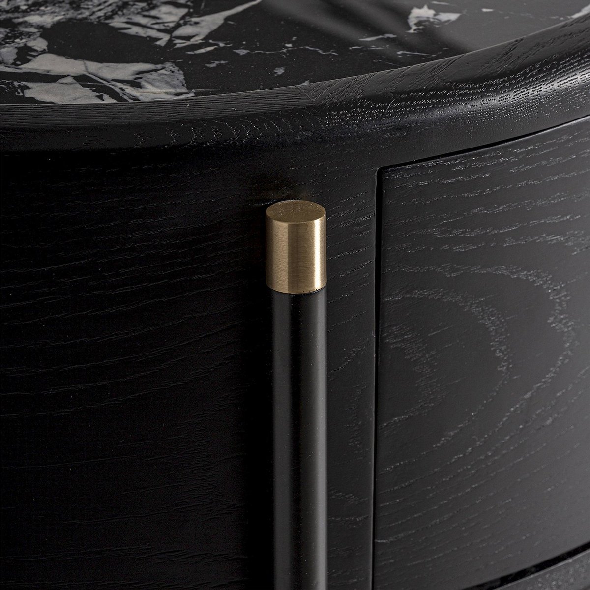 Commode en bois, 4 tiroirs noir finition bois naturel, RECOLLECTION