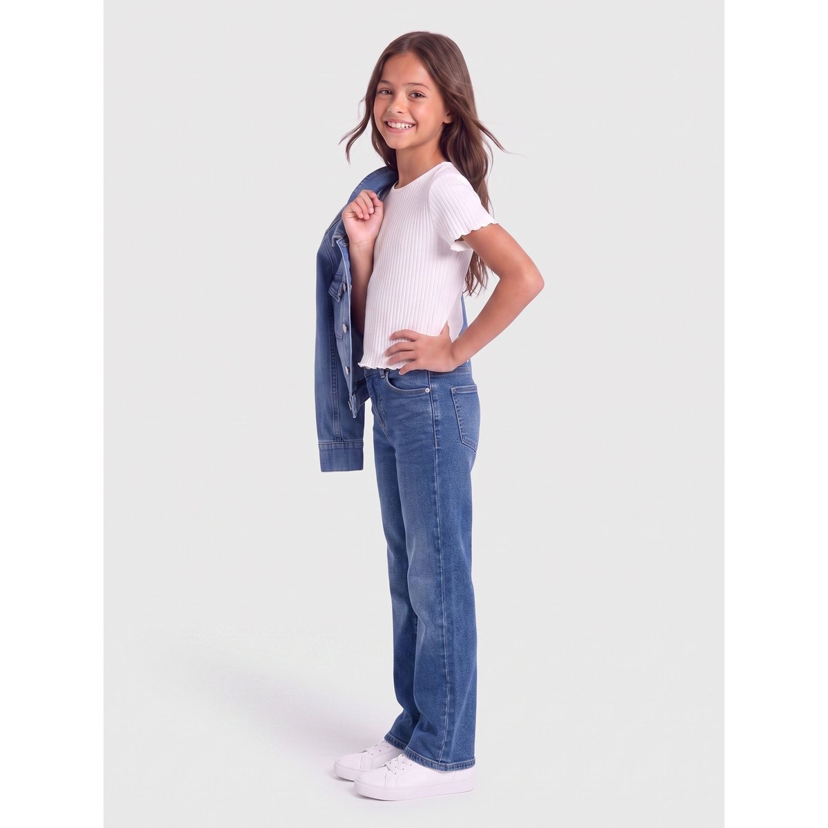 Jean À Jambe Large medium blue denim, KIDS ONLY