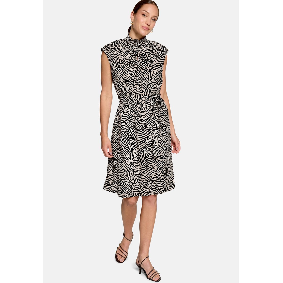 Robe longueur midi à imprimé cream/black, ZERO