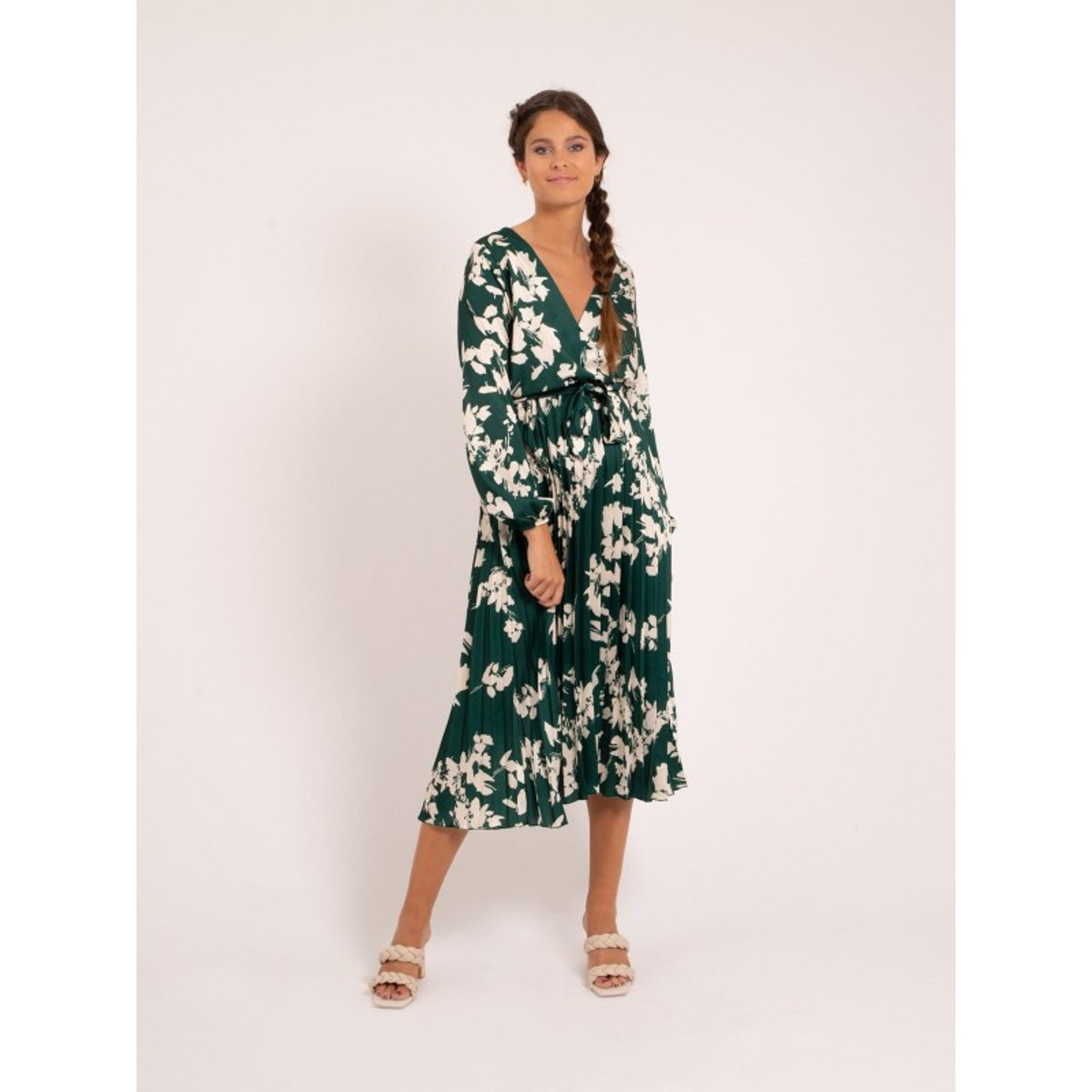 Robe Longue Motifs Ichelle vert fonce, DONA LISA