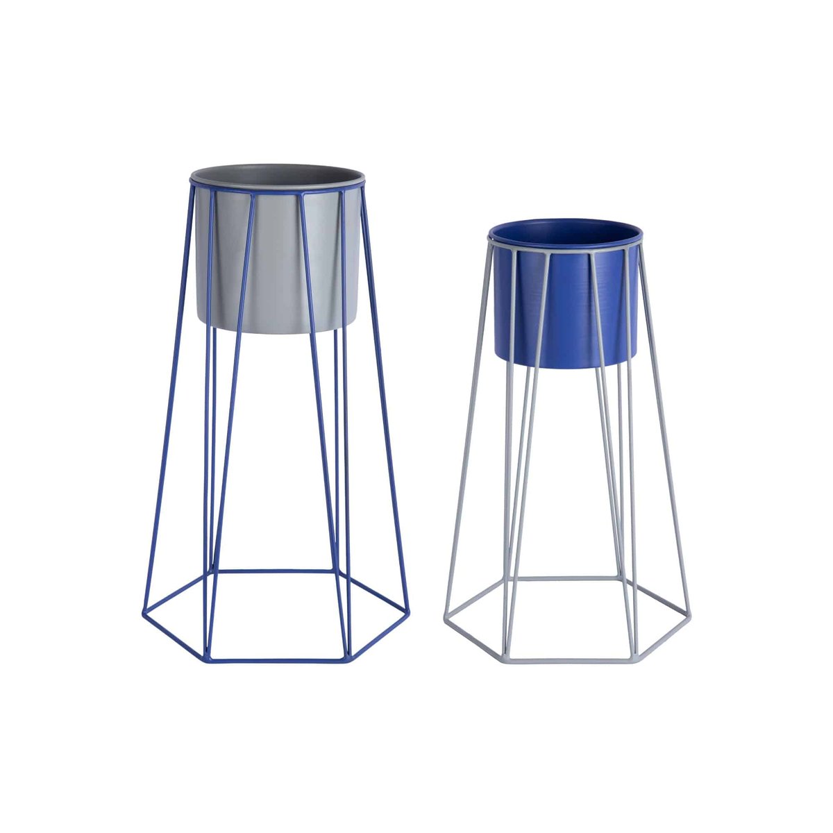 Pot De Fleurs Métal COOL RETRO bleu, PRESENT TIME
