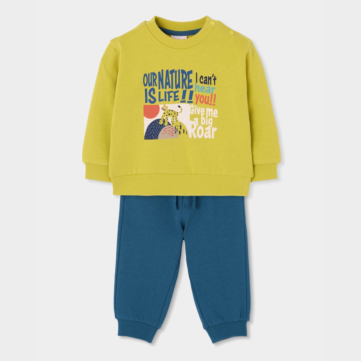 Ensemble garçon molleton imprimé léopard vert, BOBOLI