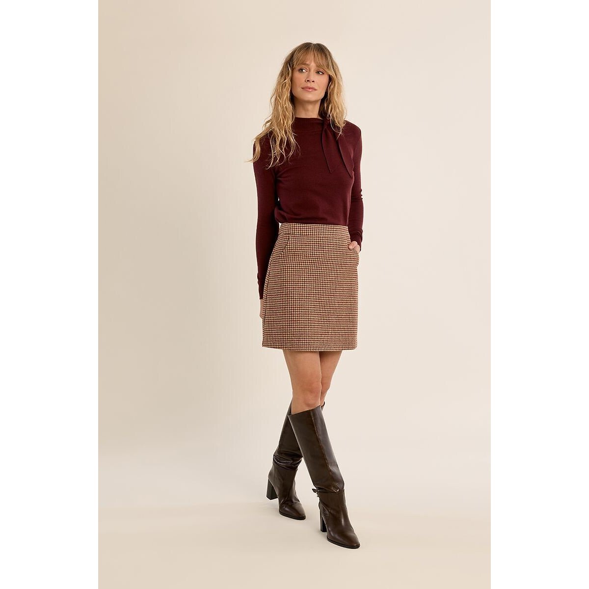 Jupe courte motif pied-de-poule pied de poule, MOLLY BRACKEN
