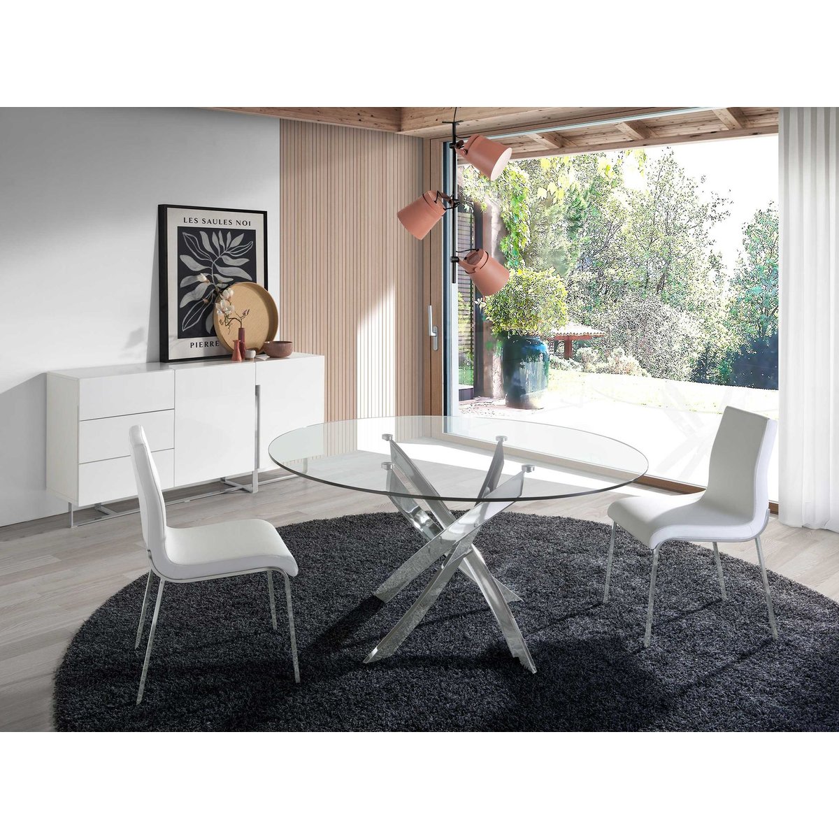 Buffet en bois blanc et acier chromé blanc | acier, ANGEL CERDA