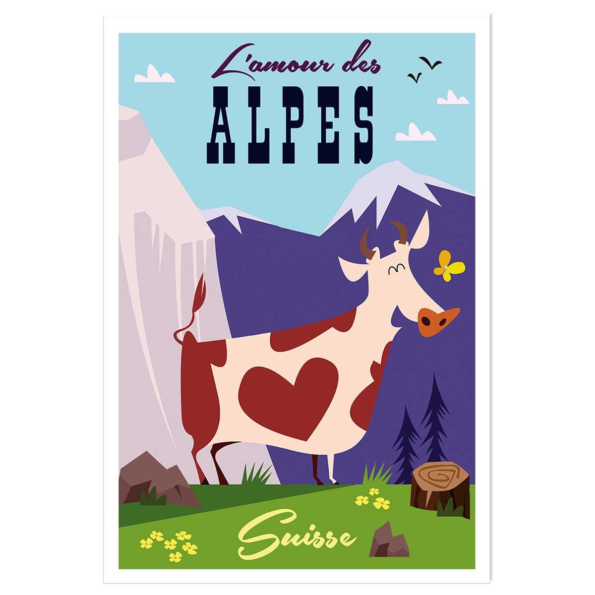 Poster de l'amour des alpes suisse affiche seule, HEXOA