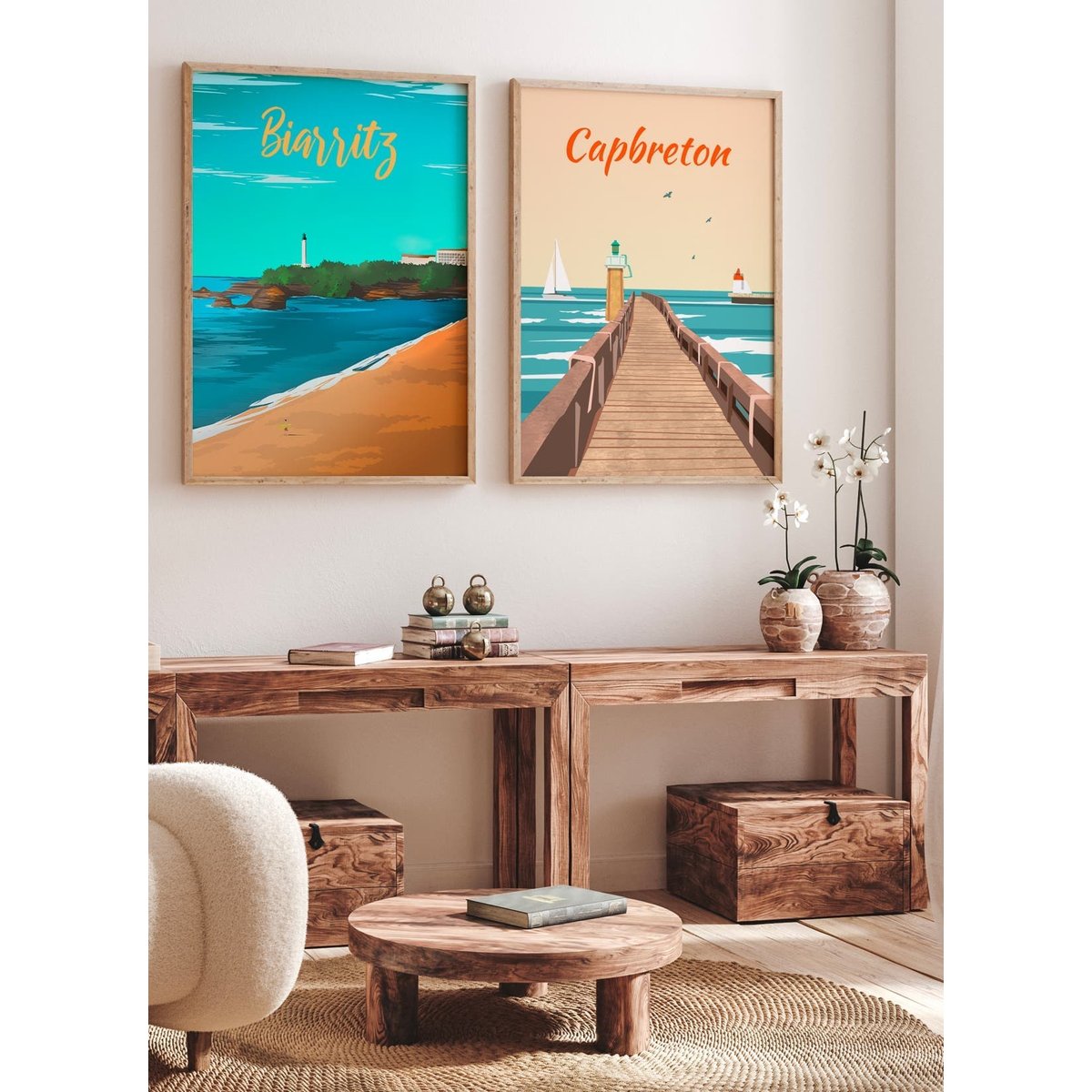 Affiche ville Biarritz blanc, L'AFFICHERIE